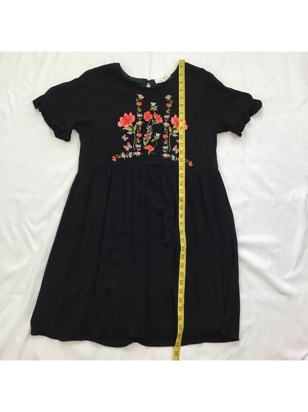 Everleigh Women Black Floral Embroidered Fun Mini Dress XS - Picture 13 of 14
